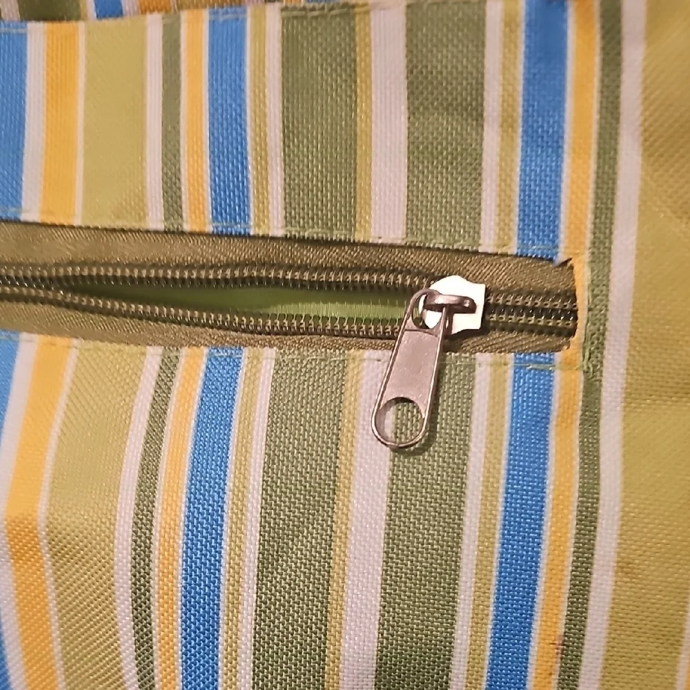 Girls Striped Green Tote Bag